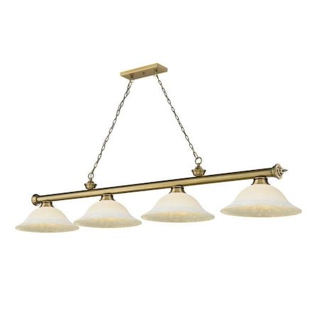 Z-Lite Cordon 4 Light Billiard, Rubbed Brass & White Mottle 2306-4RB-WM16